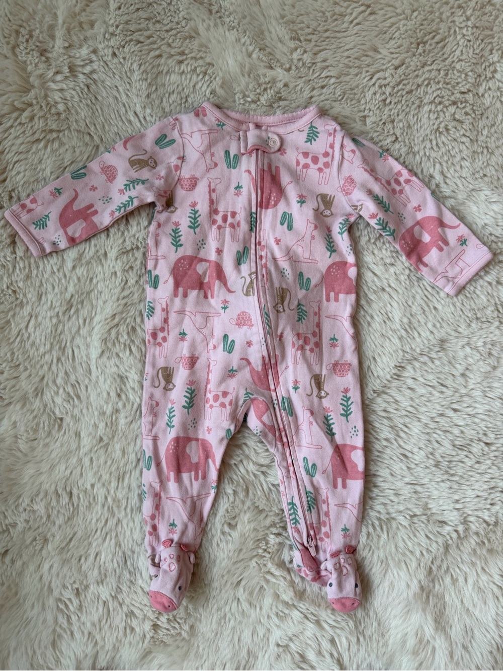 Carter's Pink Animal Print Footed One-Piece